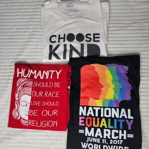 Lot 3 Graphic Tees 3X Choose Kind Humanity Equality Activism Shirts Kindness